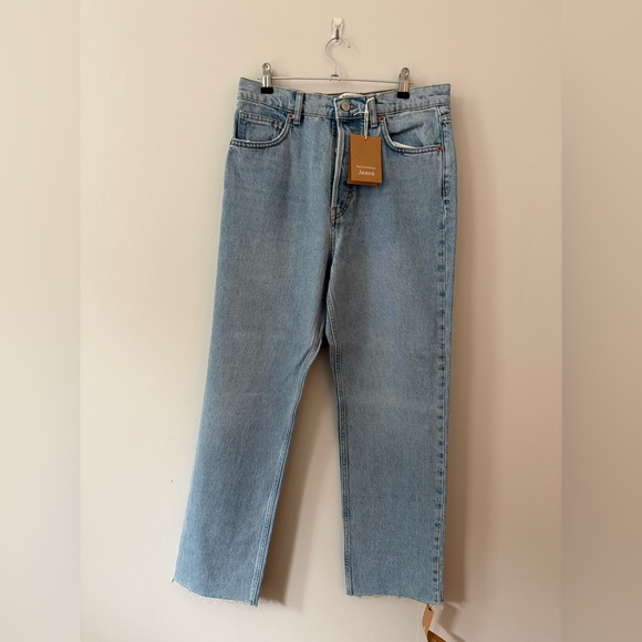 Reformation Cynthia high rise straight cropped jeans Toledo light wash 29 NWT - Picture 1 of 8
